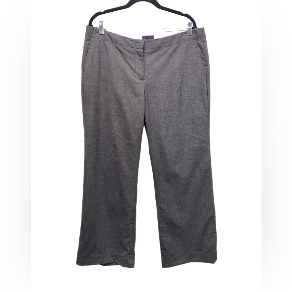 J. Crew Pants City Fit Wool Trouser Lined Women's 12 Gray Pockets Flat Front.‎